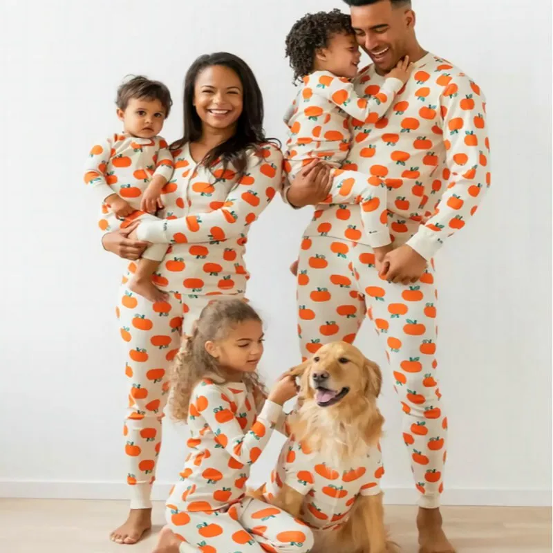 The Xmas Oranges Print Family Matching Pajama Set