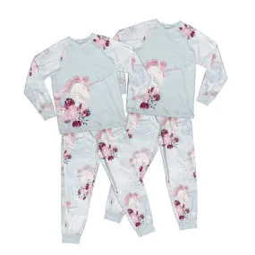 Unicorn Blue Adult Pajamas Set Matching