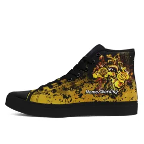 Unique Gift,Personalized Gothic Sneakers, Custom Dark Fashion High Top Shoes, Nightshade Canvas Shoes