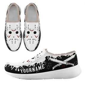 Unique Gift,Personalized Gothic Sneakers, Custom Skull ans Skeletion Loafer Shoes,  Canvas Slip On Shoes