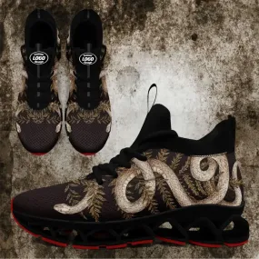 Unique Gift,Personalized Snake Pattern Cloud Sneakers, Custom Snake Art Athletic Shoes for Men and Women