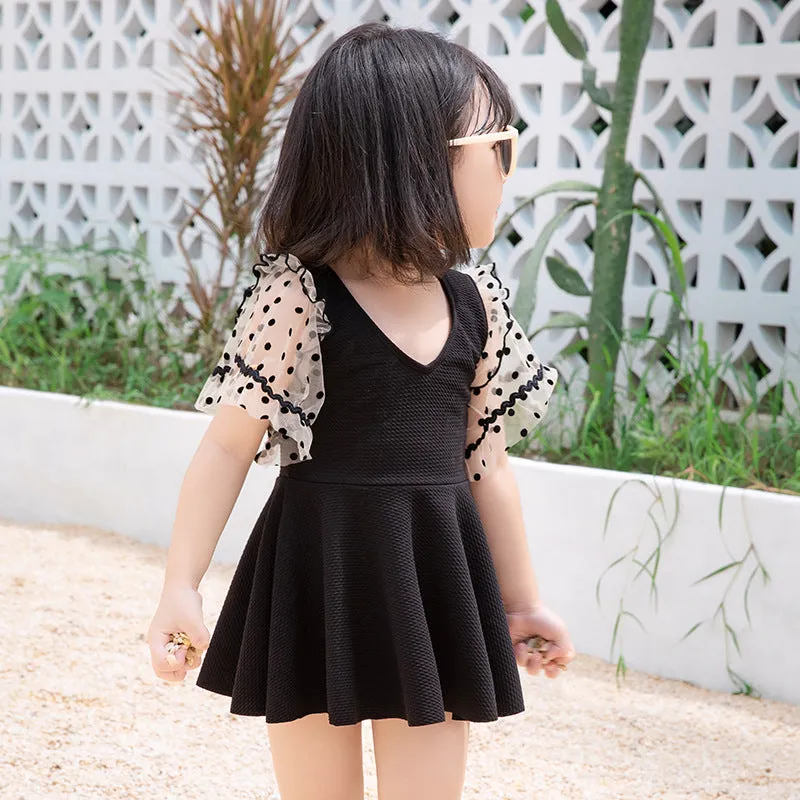 Wholesale Parent-child Black Skirt Split Swimwear