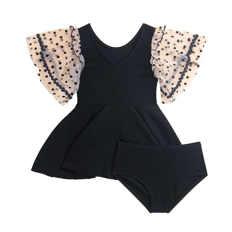 Wholesale Parent-child Black Skirt Split Swimwear