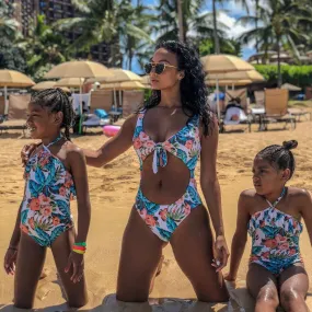 Wholesale Printed Ruffle Polyester Parent-child Swimwear