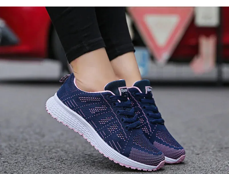 Women Casual Shoes Fashion Breathable Walking Mesh Flat Shoes Sneakers Women's Gym Vulcanized Shoes White Female Footwear