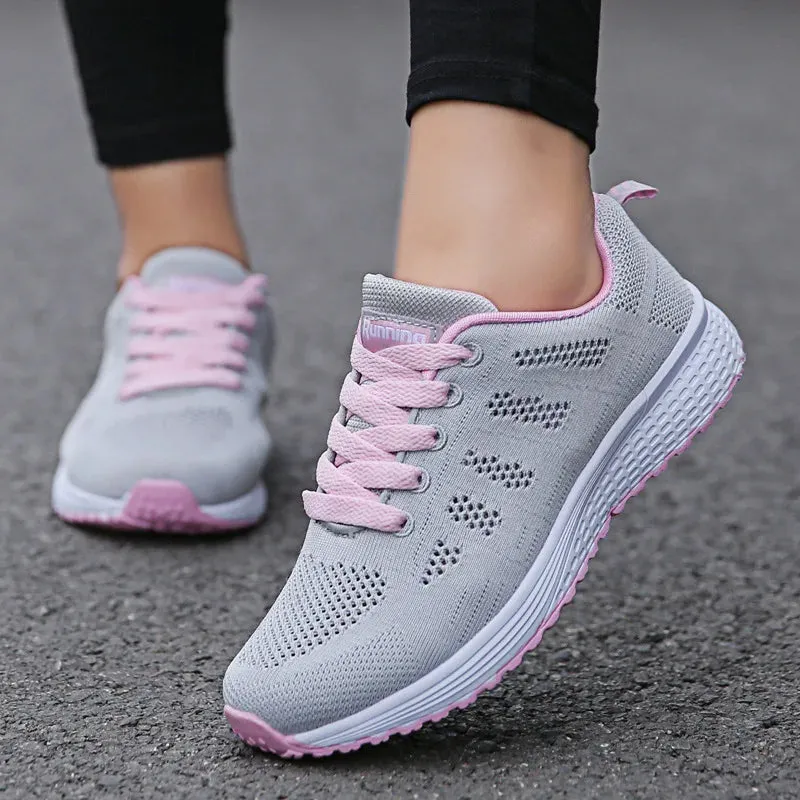 Women Casual Shoes Fashion Breathable Walking Mesh Flat Shoes Sneakers Women's Gym Vulcanized Shoes White Female Footwear