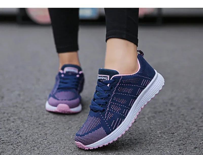 Women Casual Shoes Fashion Breathable Walking Mesh Flat Shoes Sneakers Women's Gym Vulcanized Shoes White Female Footwear