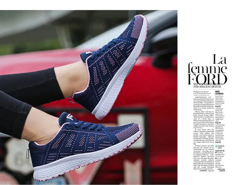Women Casual Shoes Fashion Breathable Walking Mesh Flat Shoes Sneakers Women's Gym Vulcanized Shoes White Female Footwear