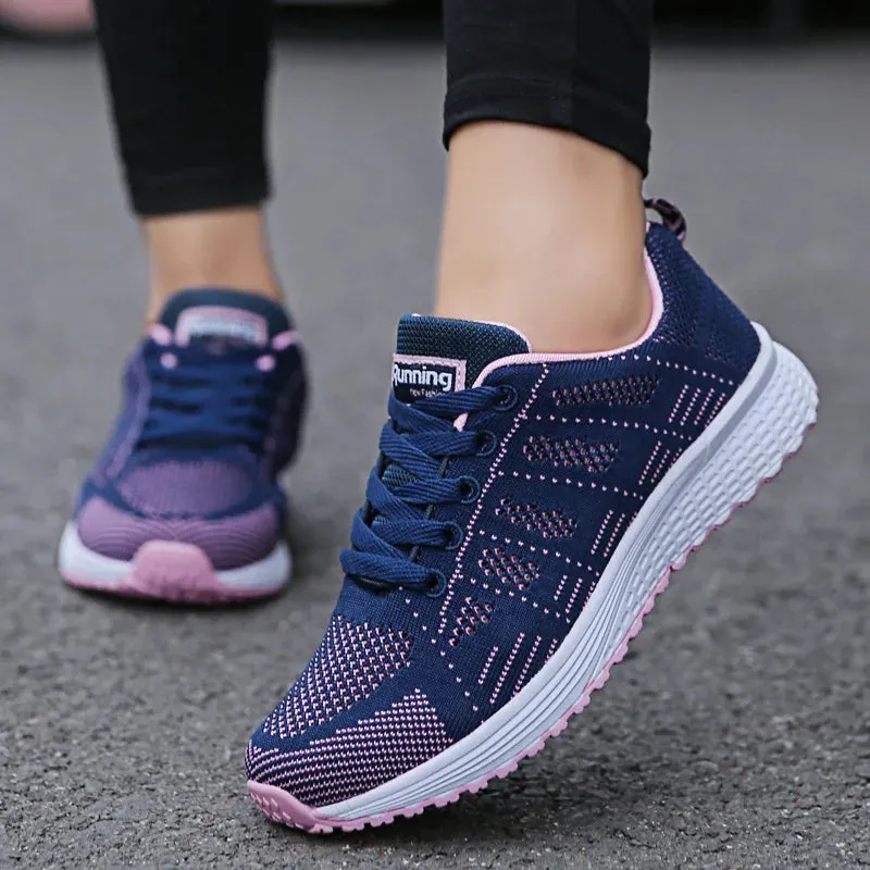 Women Casual Shoes Fashion Breathable Walking Mesh Flat Shoes Sneakers Women's Gym Vulcanized Shoes White Female Footwear