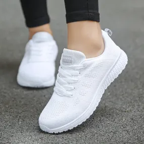 Women Casual Shoes Fashion Breathable Walking Mesh Flat Shoes Sneakers Women's Gym Vulcanized Shoes White Female Footwear