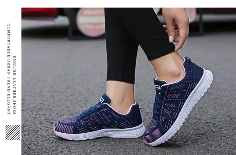 Women Casual Shoes Fashion Breathable Walking Mesh Flat Shoes Sneakers Women's Gym Vulcanized Shoes White Female Footwear
