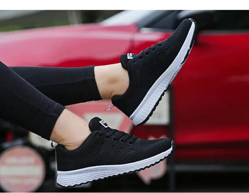 Women Casual Shoes Fashion Breathable Walking Mesh Flat Shoes Sneakers Women's Gym Vulcanized Shoes White Female Footwear