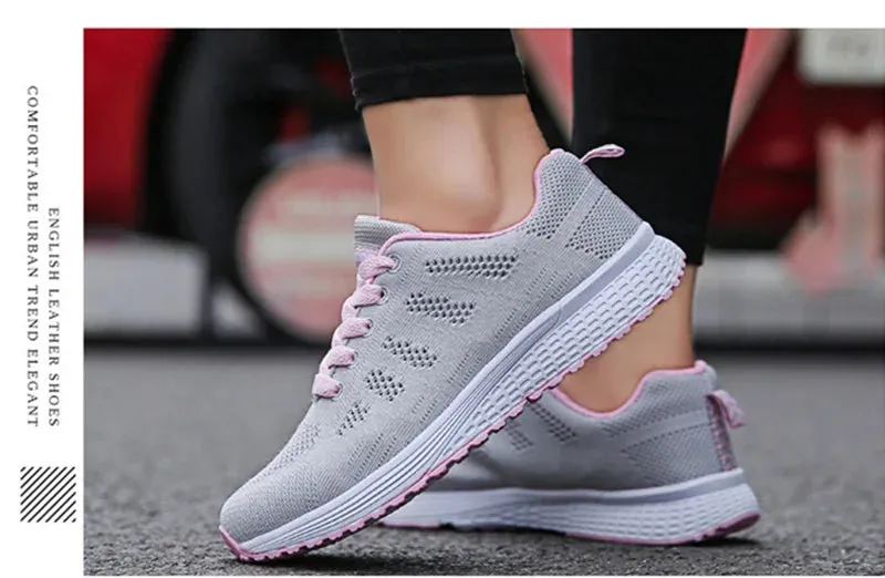 Women Casual Shoes Fashion Breathable Walking Mesh Flat Shoes Sneakers Women's Gym Vulcanized Shoes White Female Footwear