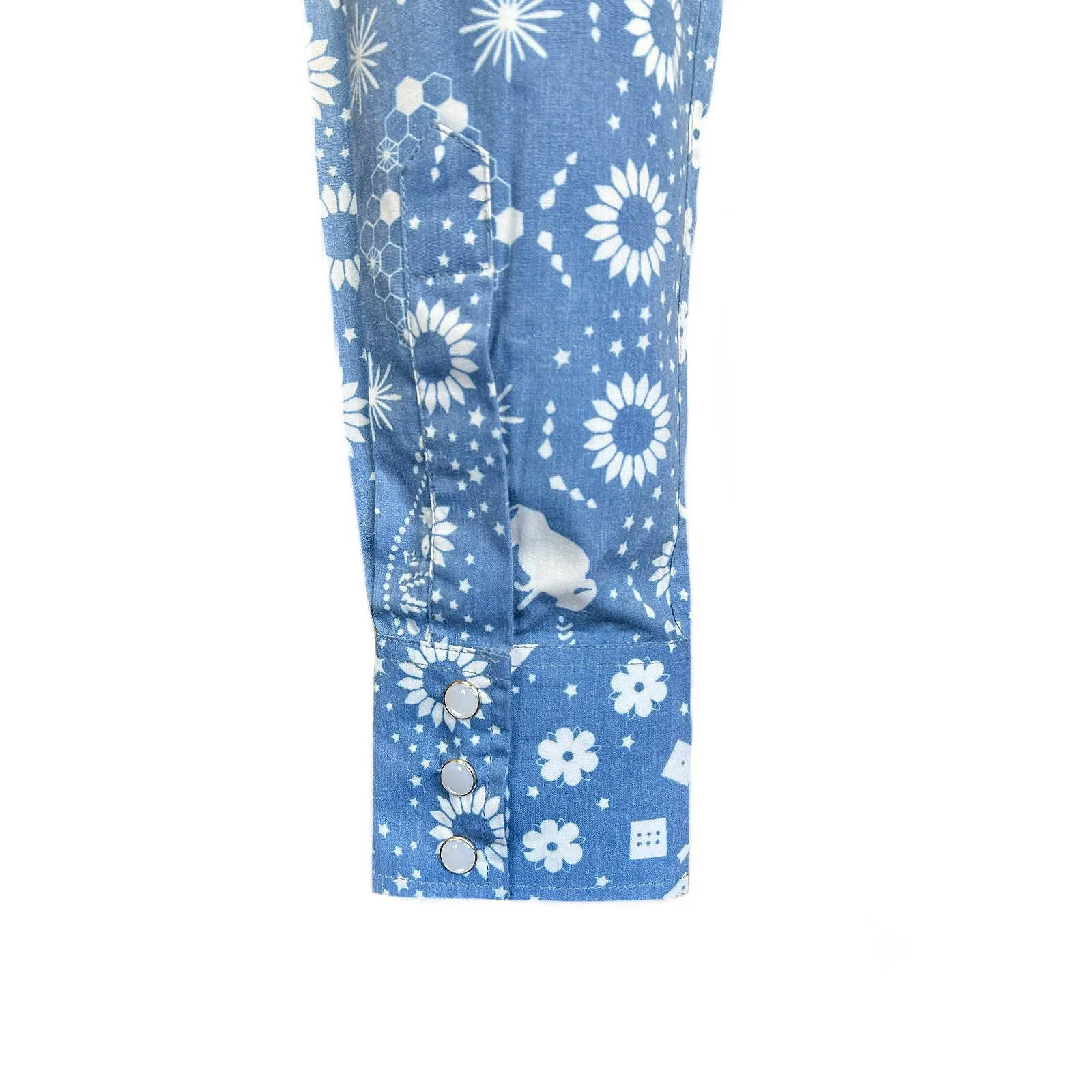 Women's Blue Bison Bandana Print Western Shirt