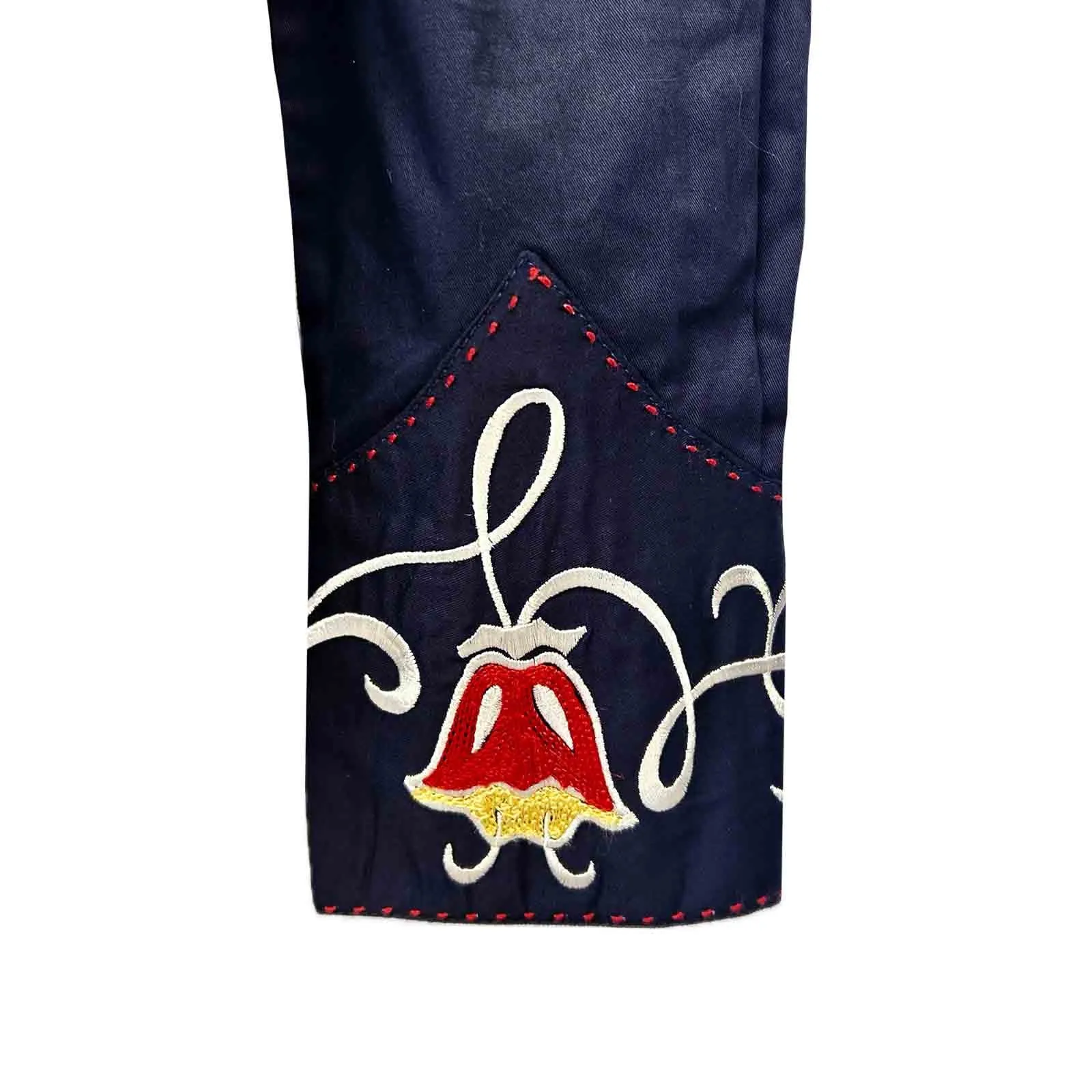 Women's Navy Art Deco Floral Embroidered Western Shirt