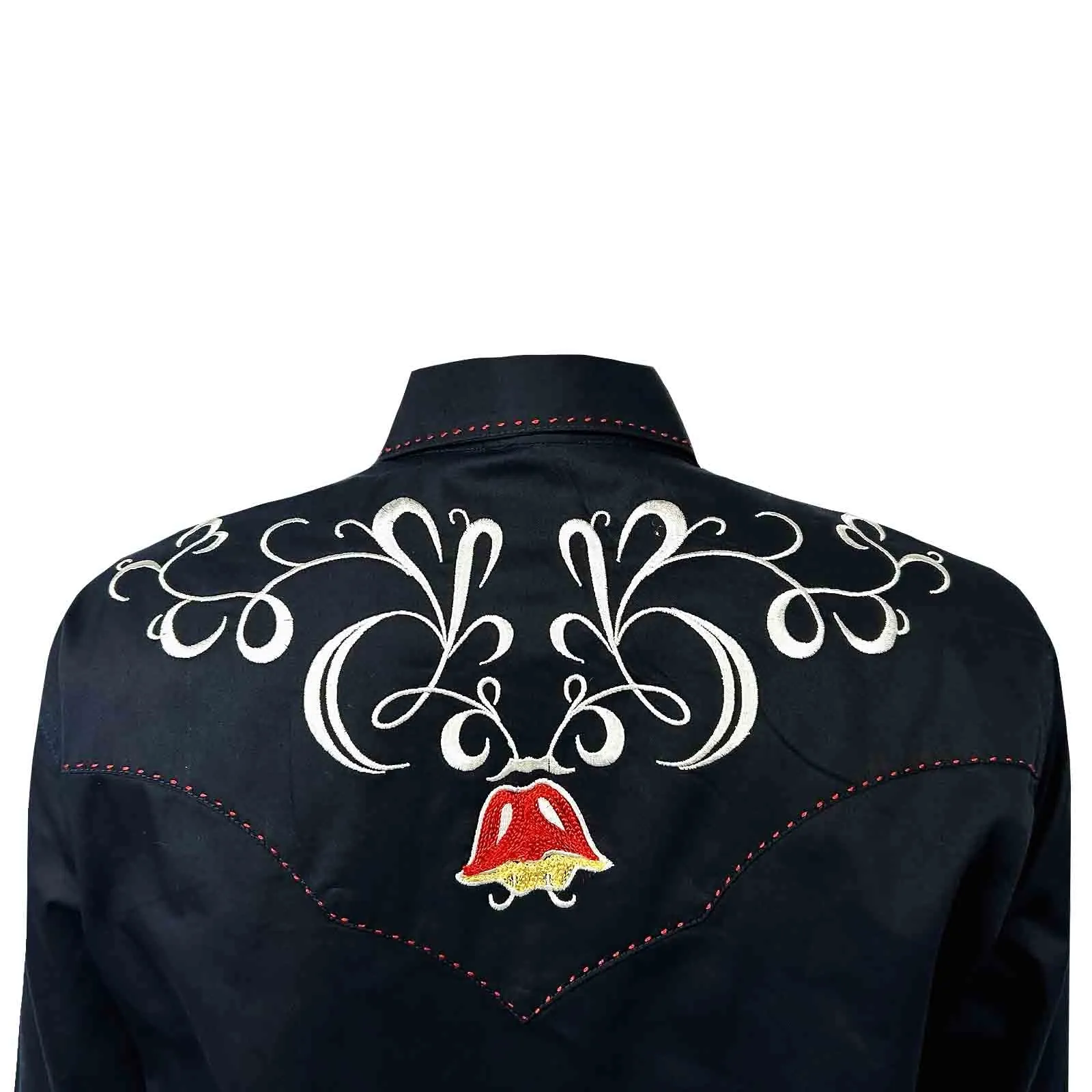 Women's Navy Art Deco Floral Embroidered Western Shirt
