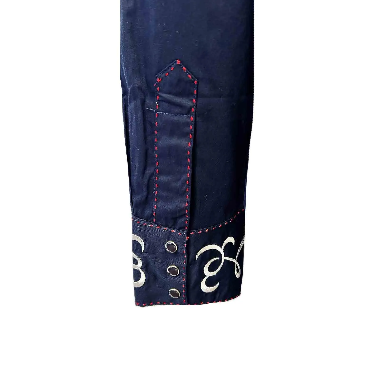Women's Navy Art Deco Floral Embroidered Western Shirt
