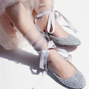 Women's Sequin Strap Flat Dress Bridesmaid Shoes 45326141S