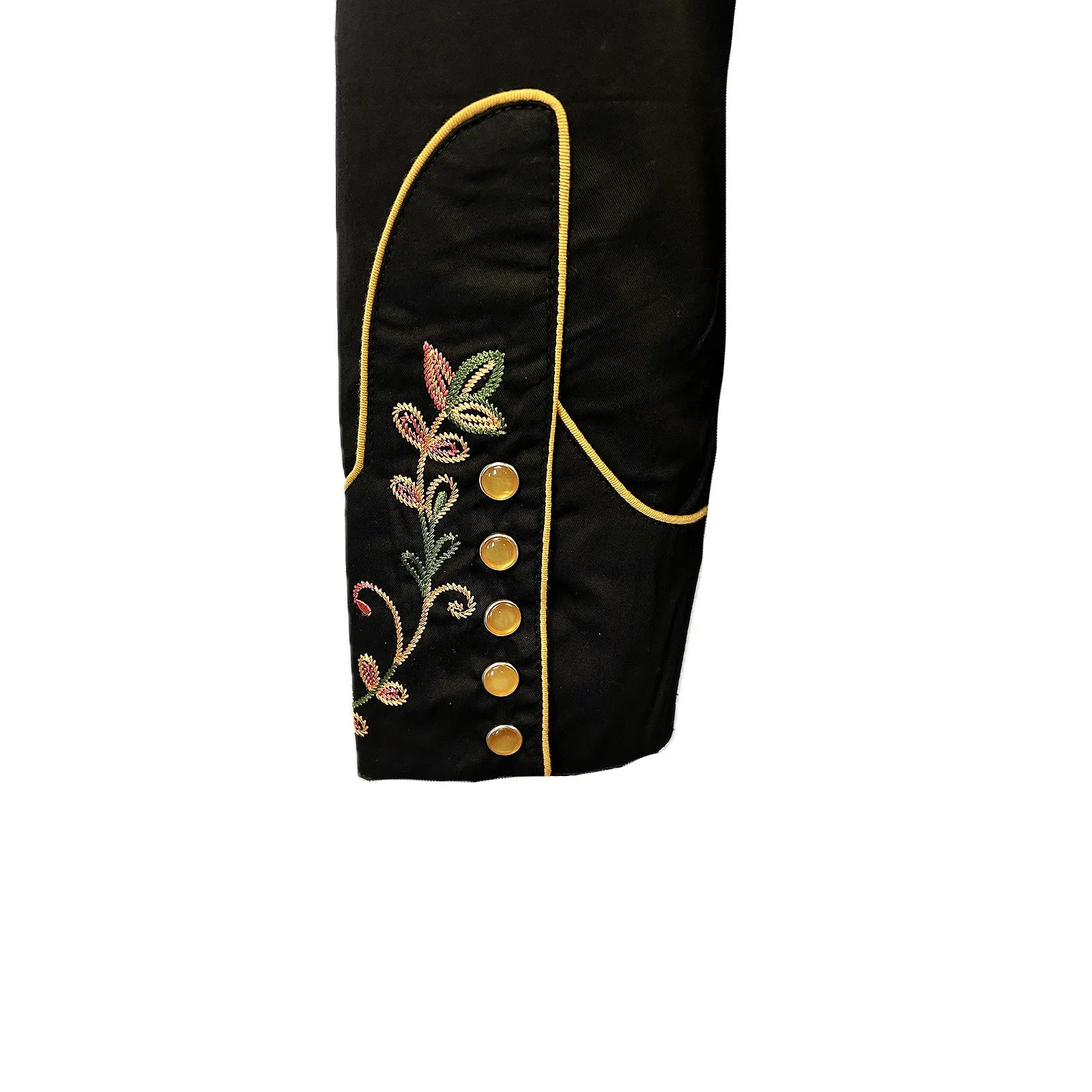 Women's Vintage Black Variegated Floral Embroidered Western Shirt